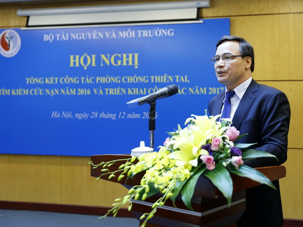 Ảnh Ông Nguyễn Văn Tuệ, Cục trưởng Cục Khí tượng thủy văn và Biến đổi khí hậu phát biểu